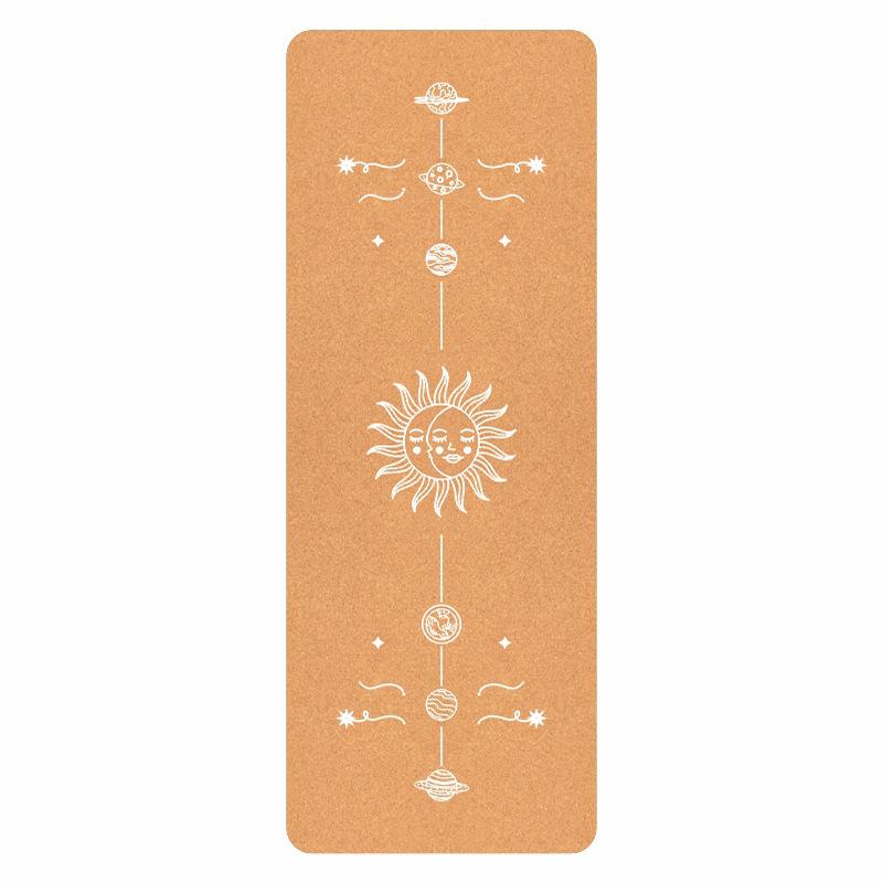 Natural Cork Rubber Yoga Mat Custom Printed Chakra Pattern Non Slip Sweat Absorbent Fitness Pilates Exercise Pad Home Gym Mat