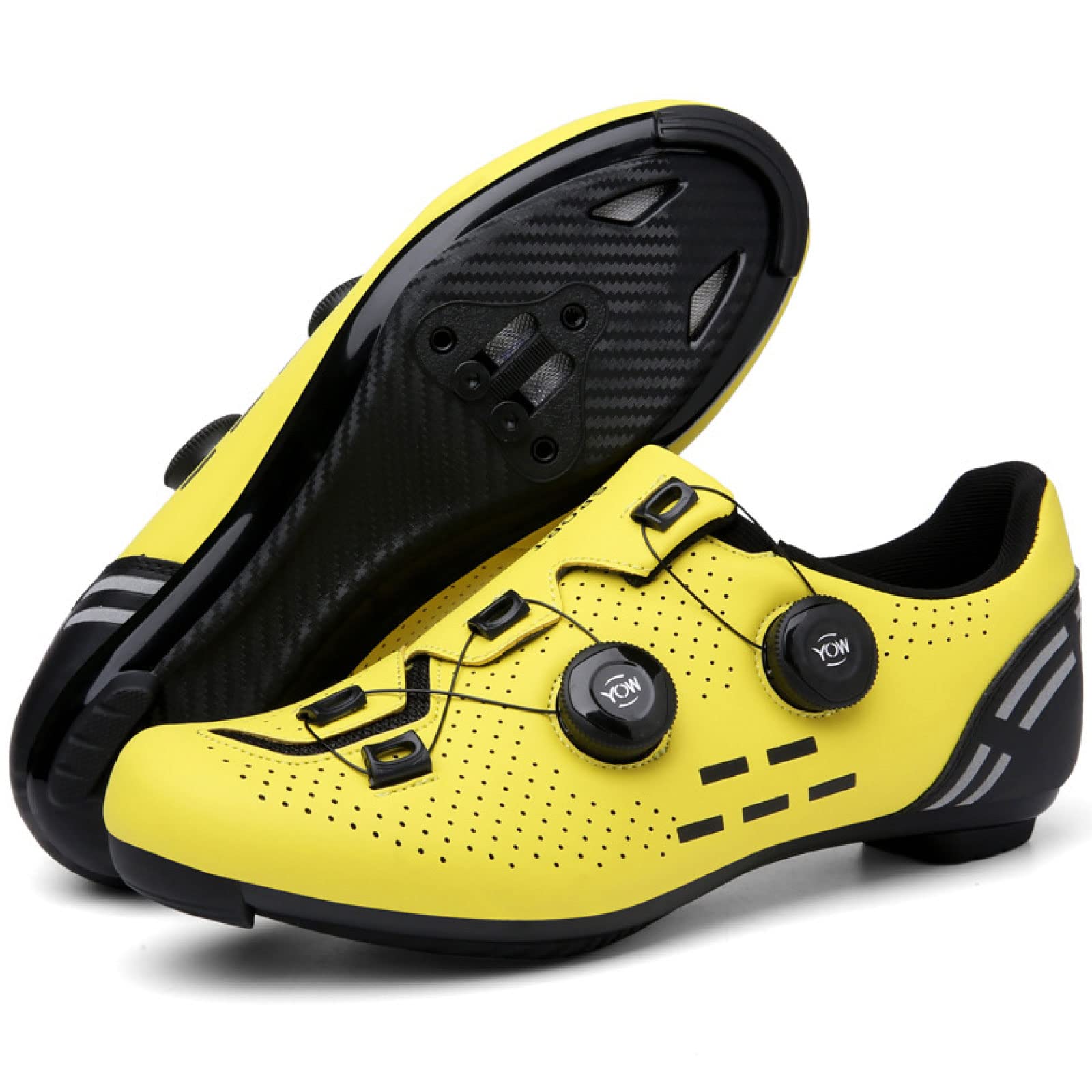 morytrade Road Shoes Cycling Shoes SPD SL LOOK Compatible (Yellow, 24.5 cm)