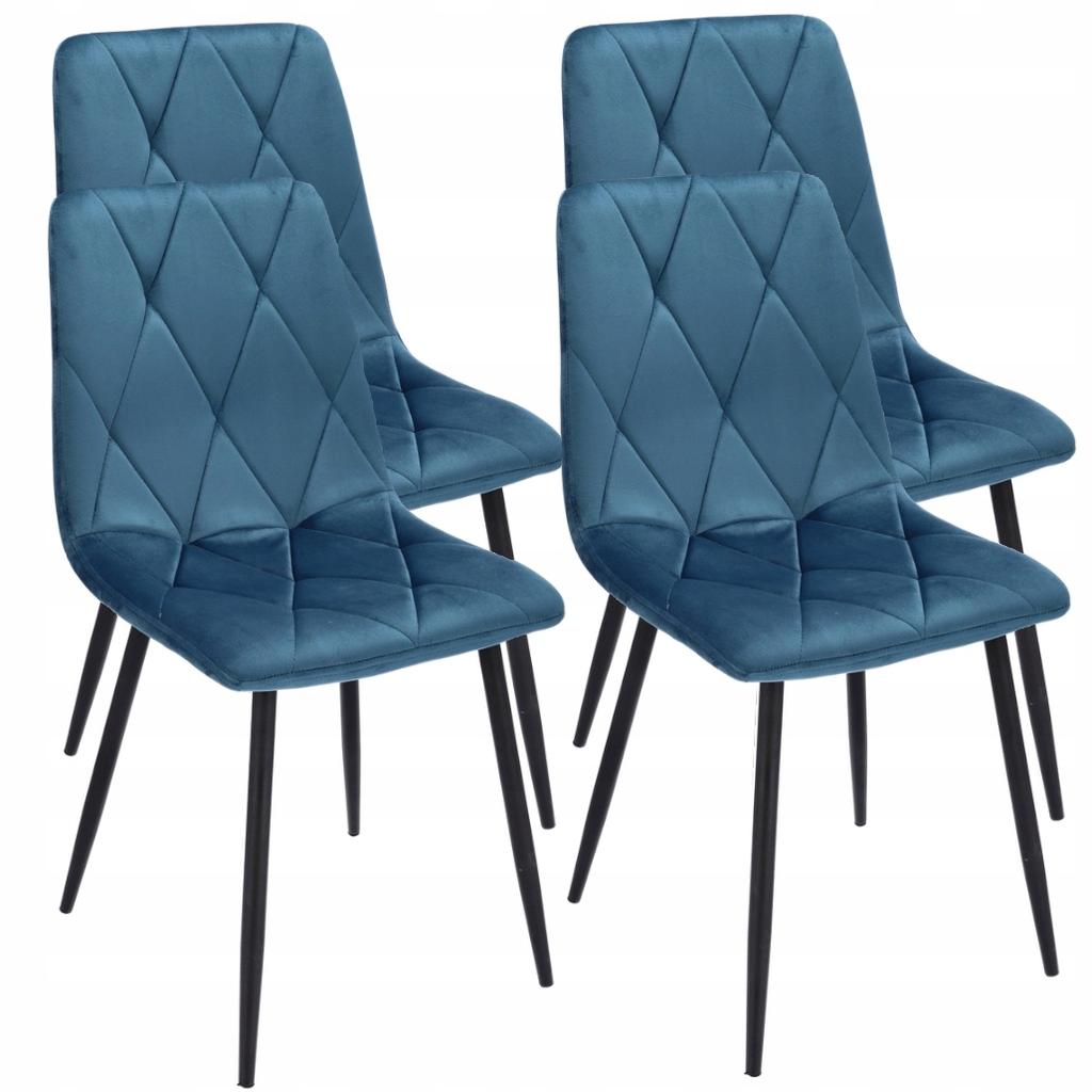 4 x UPHOLSTERED CHAIR quilted VELVET modern