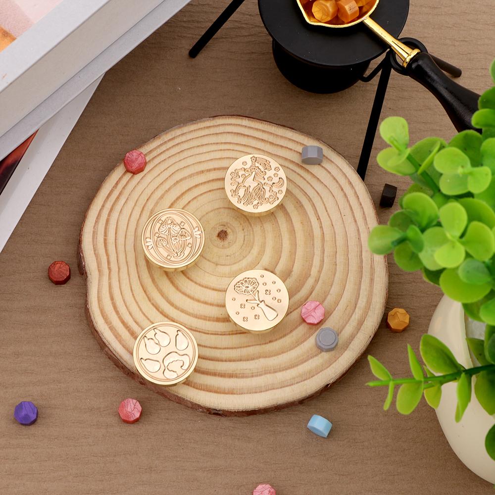 1pc Mushroom, Paw Print, Sunflower In a Bottle Pattern Wax Seal Stamp, Sealing Wax Solid Brass Stamp Heads Removable