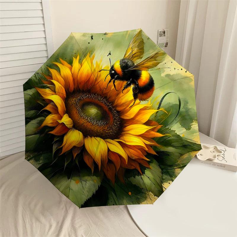 

1PC Sunflower Bee Umbrella-8-Rib Reinforced Portable Folding Travel Suitable for All Seasons Outdoor Daily Use-H0329