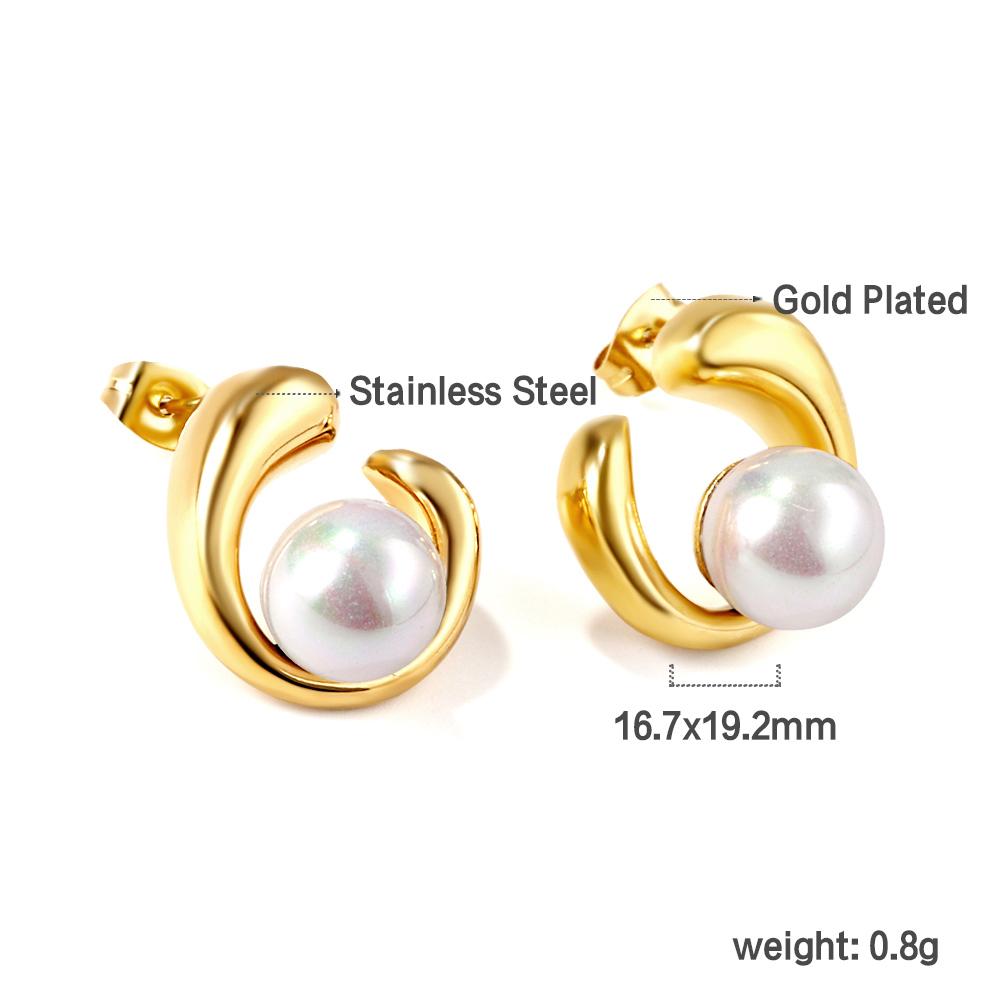 Fashionable Irregular Niche Stainless Steel White Pearl Earrings for Girls' Party Jewelry High-end INS Temperament Birthday Gift