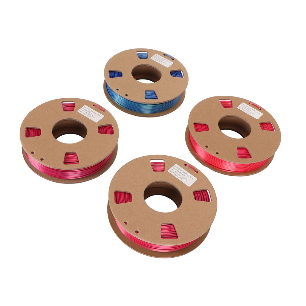 4 Rolls Silk Dual Color Filament PLA Filament 1.75mm Red Gold Red Green Red Blue Blue Green 3D