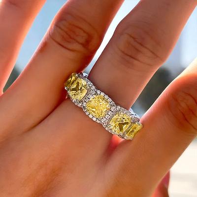 Diamond Ring, Princess Series Quadrilateral Luxury Ring, Exquisite High-End Women'S Ring