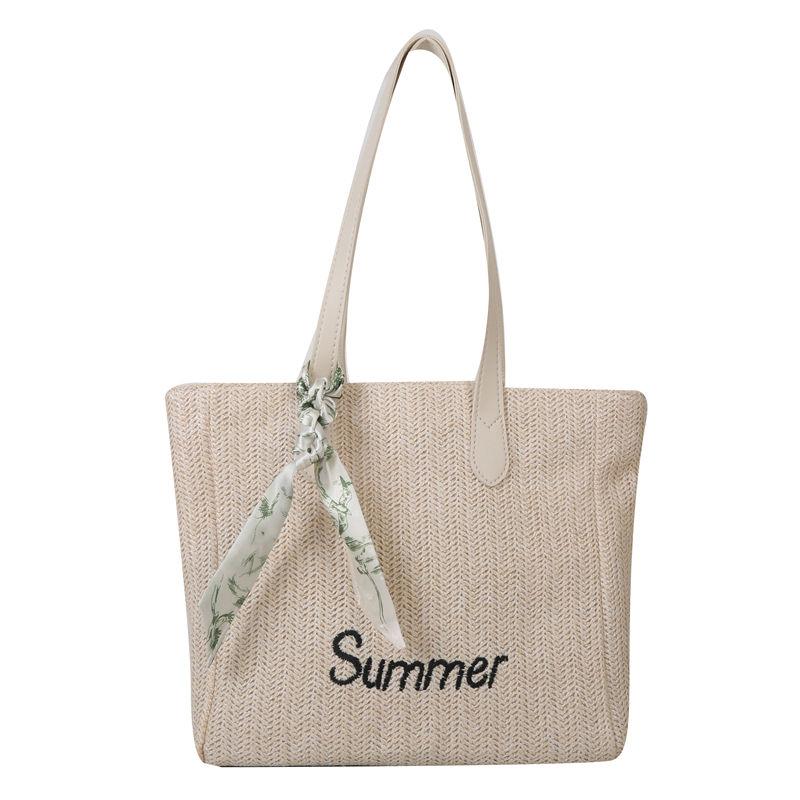 Large Capacity Tote Bag for Women's Summer Fashion Weaving Versatile Single Shoulder Commuting Bag