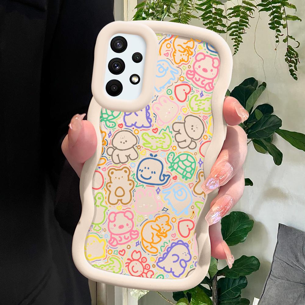 

Окрашенный узор Big Wave Edge Мягкий силиконовый материал Macaron чехол для телефона противоударный защитный резиновый чехол для Samsung Xiaomi Poco Redmi Redmi A3 белый