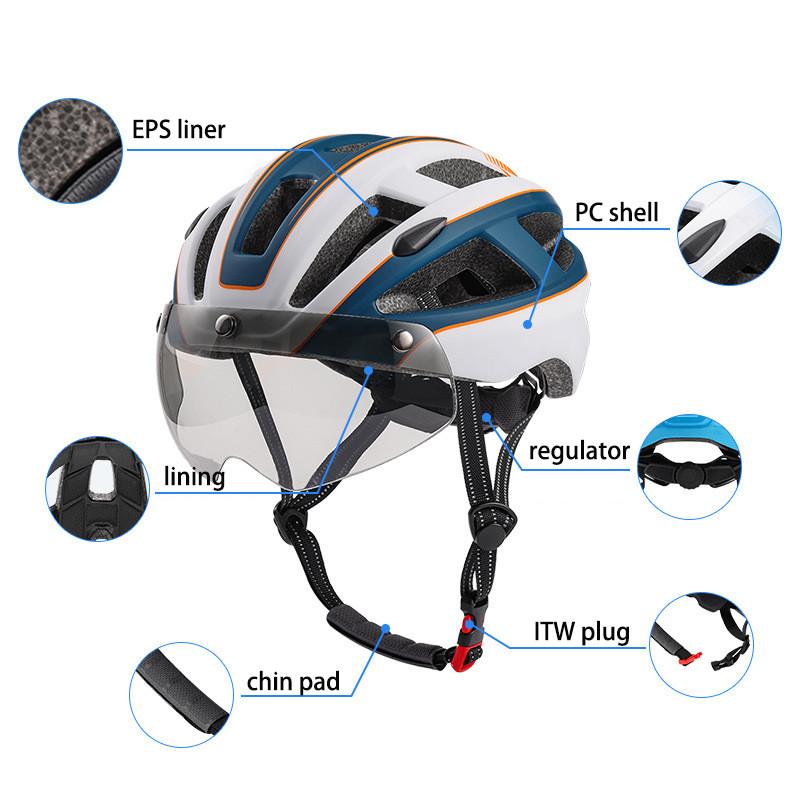 Fahrradhelm mit magnetischer Windschutzscheibe für Erwachsene, Mountainbike, Rennrad, Fahrradhelm, Sporthelm TK006