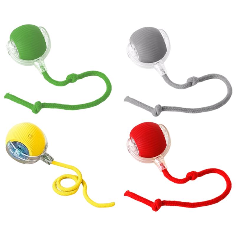 Automatic Rolling Ball Faux Tail Rechargeable Pet Electric Cat Training Imitate 4Pcs
