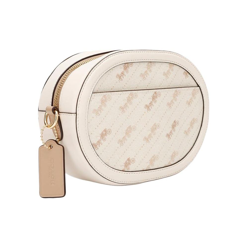 Coach 21 Horse And Carriage Print Coated Canvas And Leather Camera Bag Women Shoulder Bag Cream C4057-IMM6H