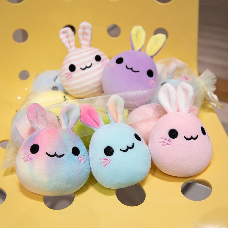 Cute Rabbit Bag of Colorful Candy Rabbit Pendant Mini Plush Toy Doll Easter Gift