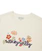 WACKY WILLY Women'S Embroidered Graphic Short Sleeve Knit Cream