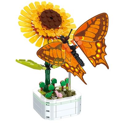 Schmetterling Insekt Topfpflanze Bonsai Blume Block Rose Dekoration DIY Mini Baustein Figur Plastikspielzeug Geschenk Kinder Mädchen