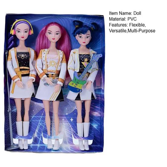 3Pcs K-pop Fashion Doll with 9 Movable Joints Dynamic Pose Doll Collectible Action Figure with Unique Style