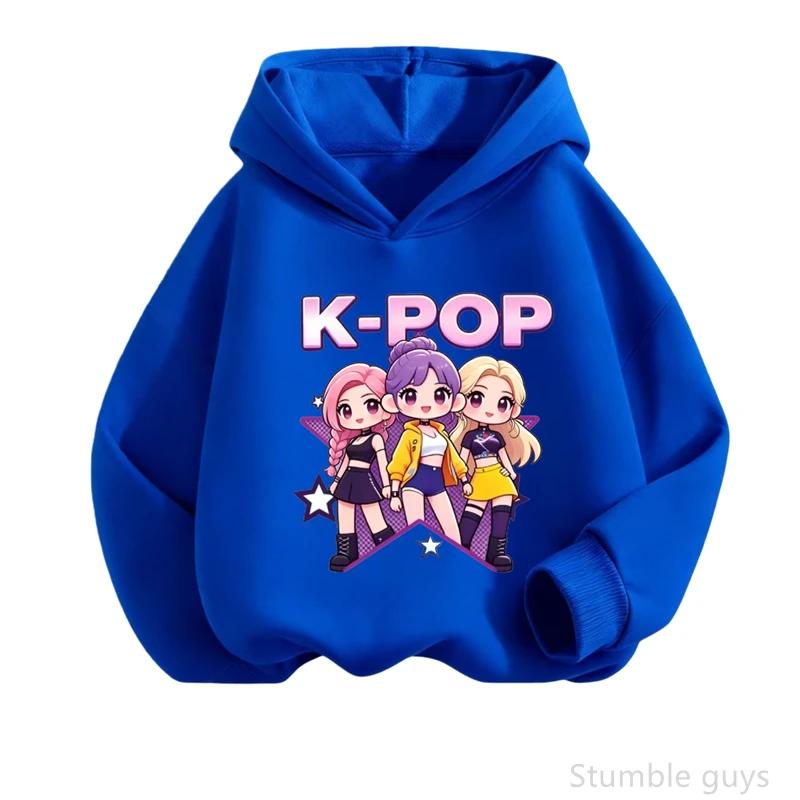 Spring Fall Graphic Hooded Sweatshirt Kids Anime Long Sleeve Hoodie Soft Breathable Casual Outerwear For Daily Life