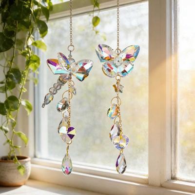 Prinzător de Soare din Cristal Sintetic Prismă Colorată Fluture/Libelulă Ornament de Agățat la Fereastră pentru Fereastră Tavan Grădină Decor Acasă