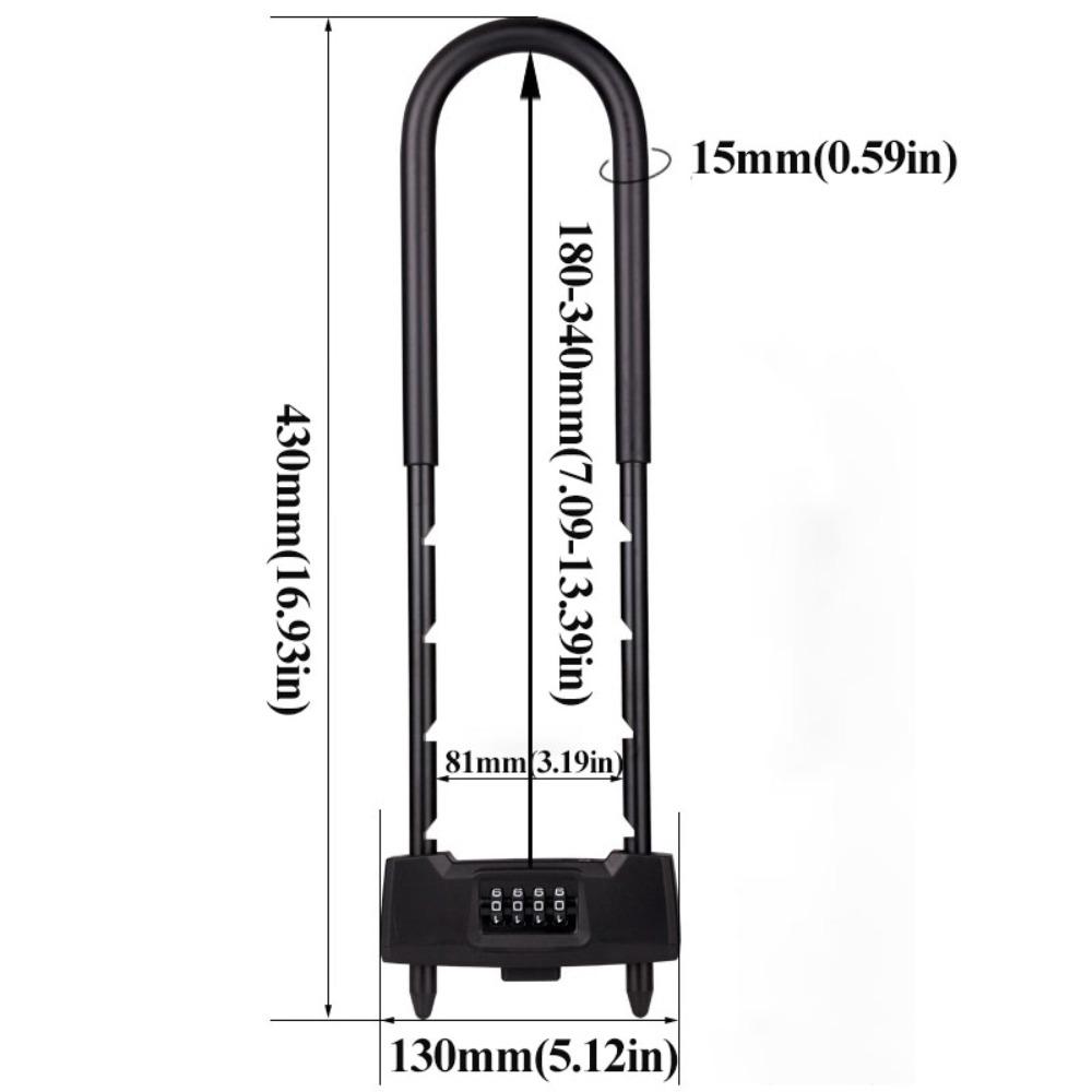 

Long Shackle Security Padlock Adjustable Shackle Passwords Lock Scooter Safety Padlock Gates чёрный