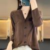 Spring and Autumn with Pockets Knitted Cardigan Women's Jacket Solid Color Loose Thin Outwear Top Long-sleeved Knitwear
