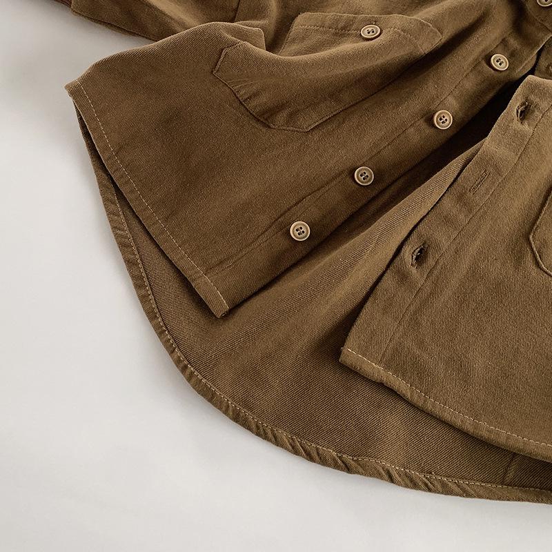 Korean Mori Style Brushed Coat for 3-5 Year-Olds - Long-Sleeve, Single-Breasted Shirt for Boys & Girls