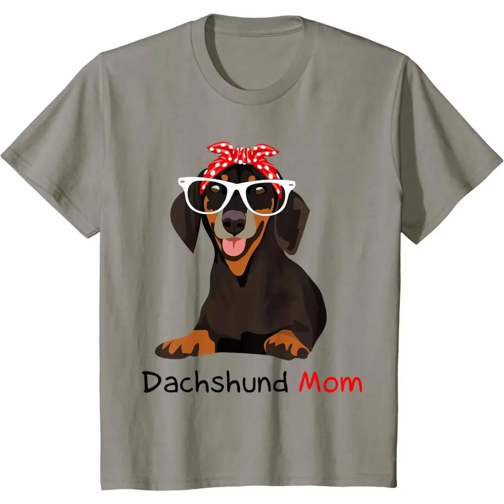 

Футболка с изображением мамы-таксы, женская, повседневная, хлопковая, на каждый день, на все времена года, винтажная, футболки, уличная одежда XXL бежевый