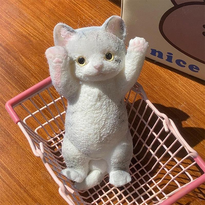 Giocattolo Antistress Gatto Morbido Squishy: Peluche Sensoriale Con Pelo Simulato Per Alleviare Ansia, Bianco E Rosa, Per Bambini E Adulti