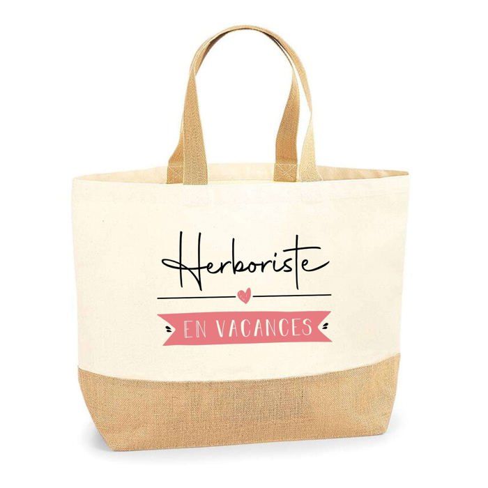 Cabas de Plage - PLANETEE - Herboriste en Vacances - Jute naturel - Multicolore - Fabriqué en France