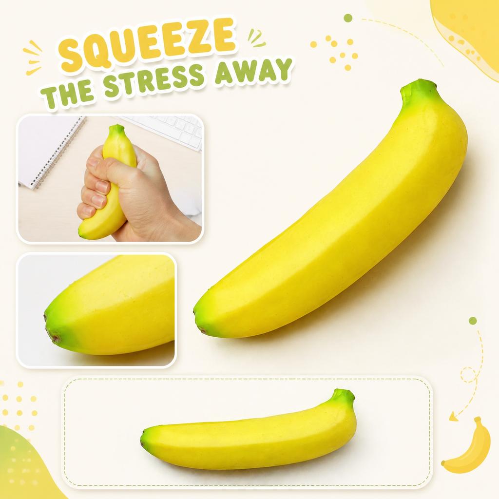 Banana Shaped Stress Relief Toy Soft Squeeze Sensory Fidget Toy for Office Desk and Home Use Stress Reduction Tool 18cm Size No Packaging