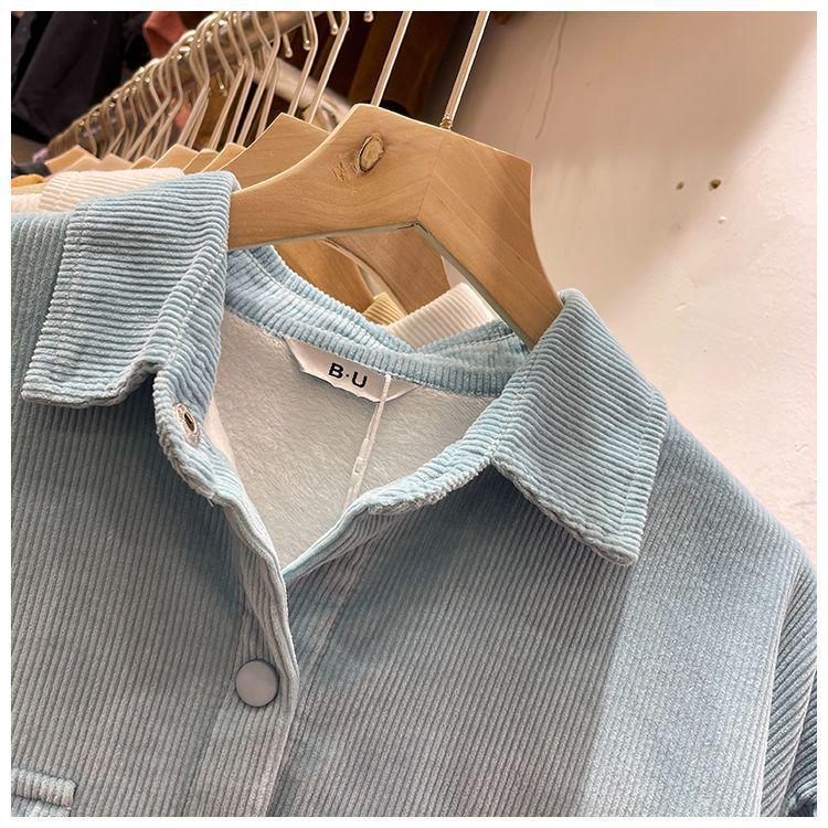 Women's Velvet Corduroy Shirt Jacket - Simple & Fashionable, Perfect for Spring and Autumn