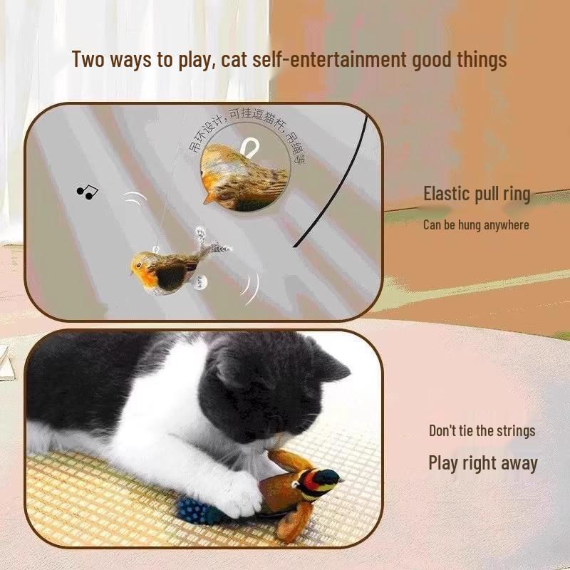 Newcomer Discount: Energy-Consuming Cat Teaser Toy with Simulated Bird Sounds