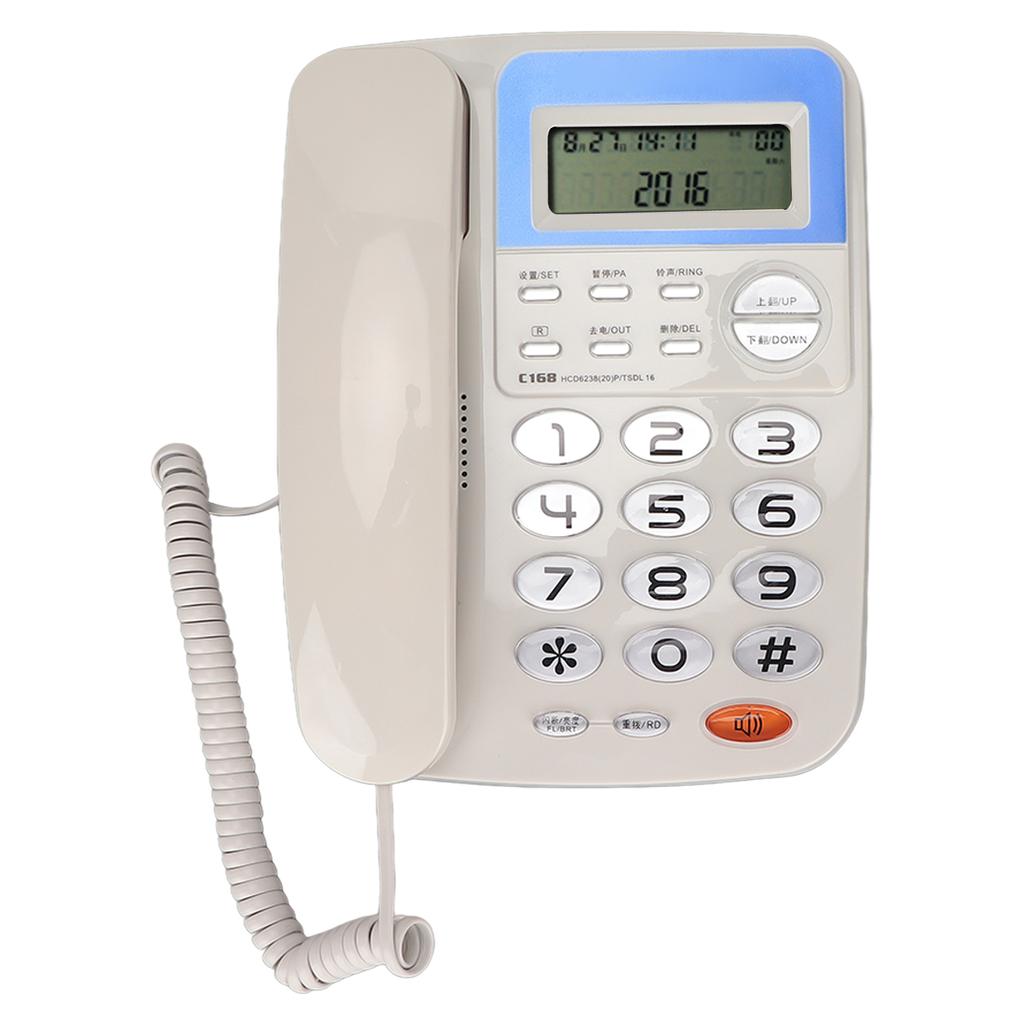 W168 Corded Telephone Caller ID Landline Phone with LCD Screen for Home Office Hotel