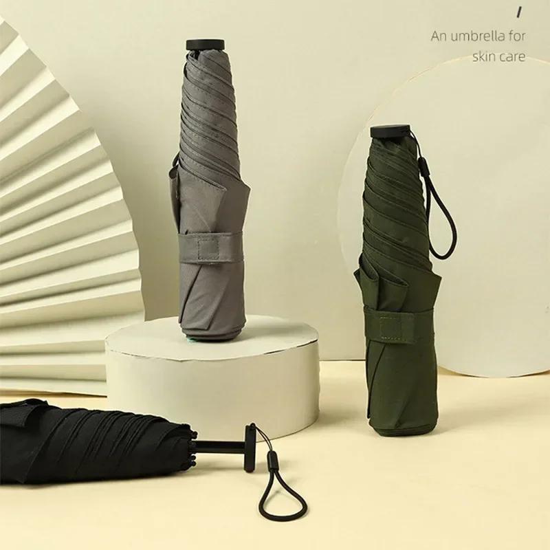Kleiner Schirm Superleicht Damen Schirme Dreifach faltbar Mini Sonnenschirm Anti UV Sonnenschutz Tragbar für Reisen 110g