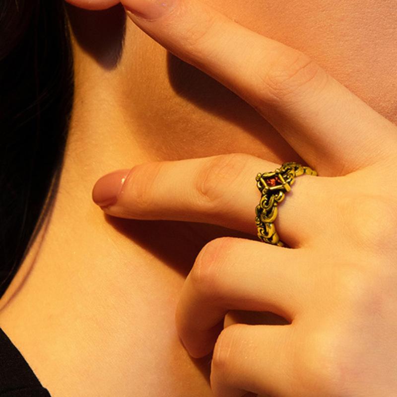 Black Gold Contemporary Vintage Ring For Women Adjustable Size With Style Geometric