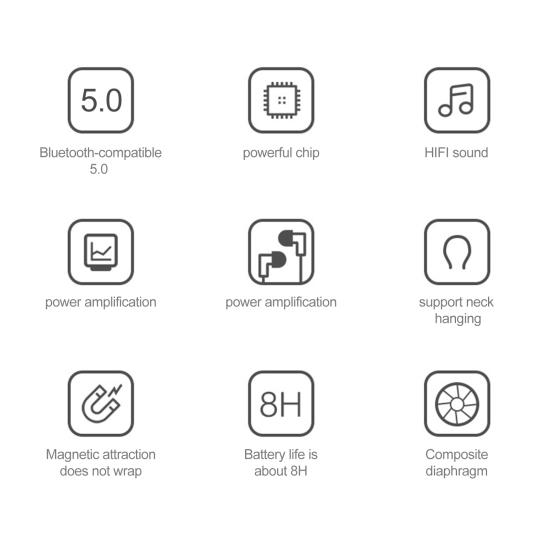 Bluetooth-compatible Earphone Magnetic Handsfree Wireless Neckband Clear Calls Headphone Sport Stereo Headset