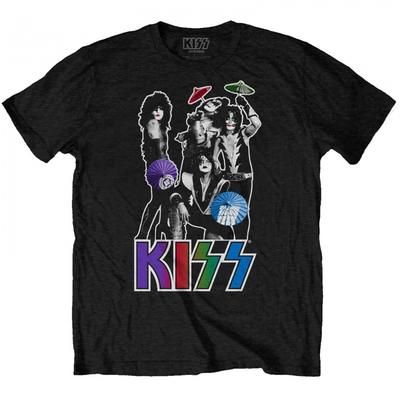 Kiss Camiseta unissex de algodão com guarda-chuva adulto