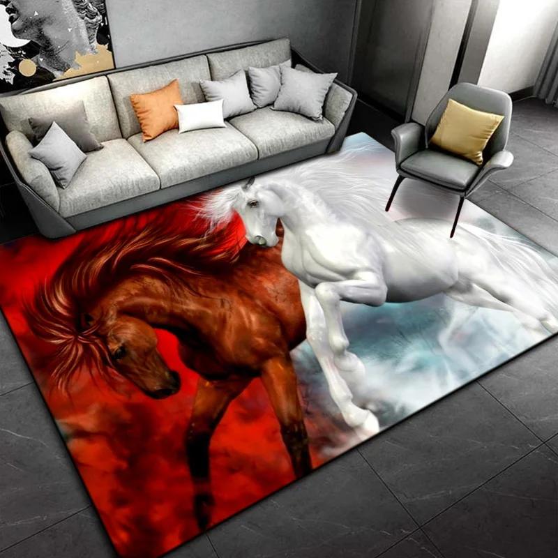 Horse Pentium Art Print Carpet Children's Play Room Carpet Living Room Bedroom Carpet Anti-slip Door Mat Birthday Gift  Sonic