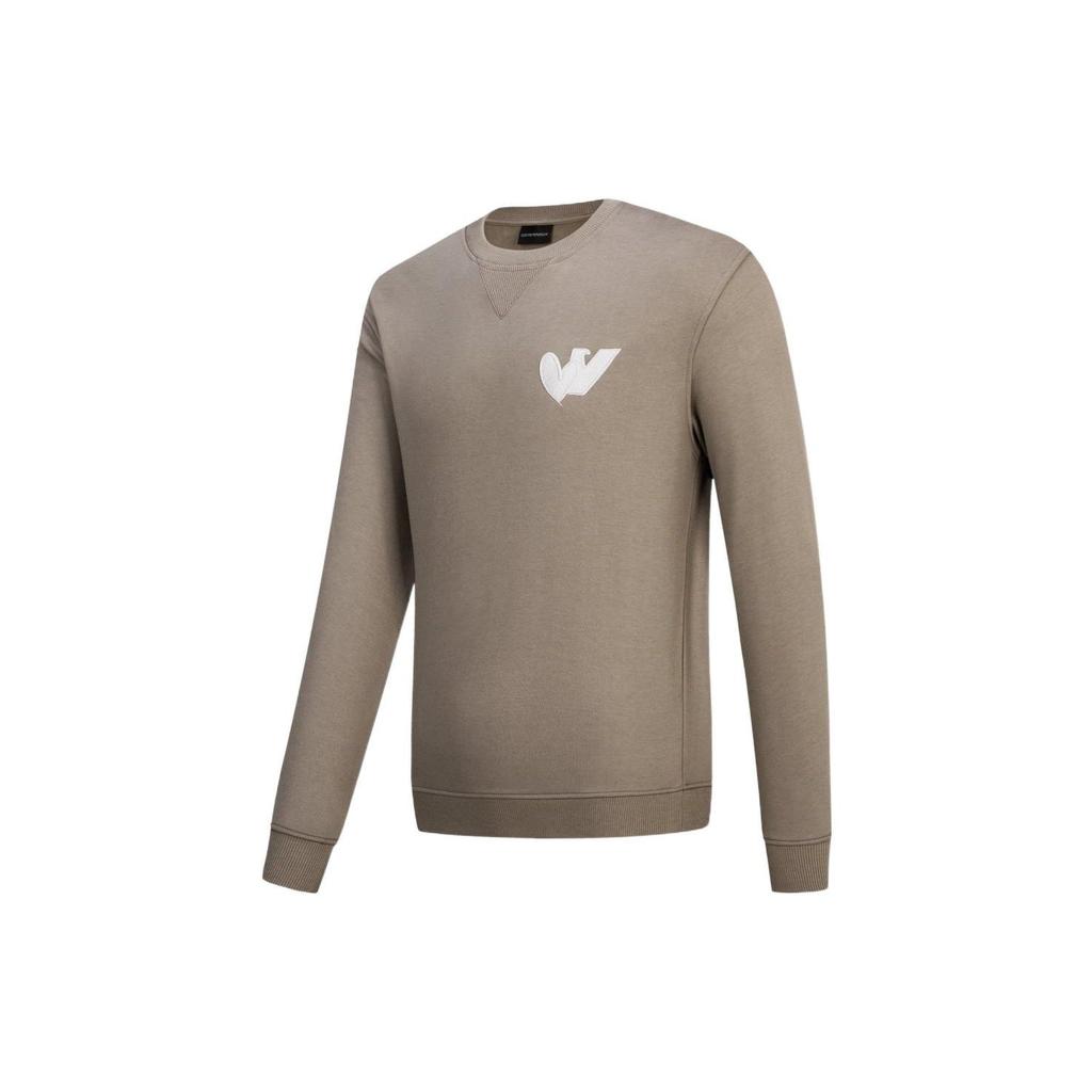 Emporio Armani FW22 Logo Print Loose Fit Crew Neck Long Sleeve Sweatshirt Men Sweatshirt Brown 6L1MB5-1JQNZ-0137