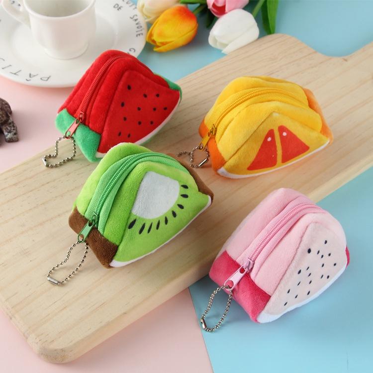 Cartoon Children's Festival Gift Plush Triangular Fruit Coin Purse Keychain Decoration Urban Minimalist Style Polyester Material
