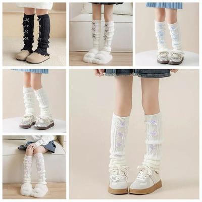 Bow Calf Sleeves Cotton Leg Cover Fashion Knitted Boot Stockings