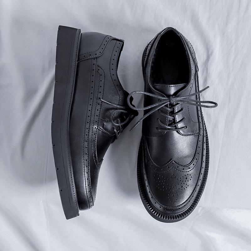 

Черные мужские кожаные туфли Brock, корейская версия, модные повседневные кожаные туфли, британские ретро-летние мужские туфли 86268-R 44 чёрный