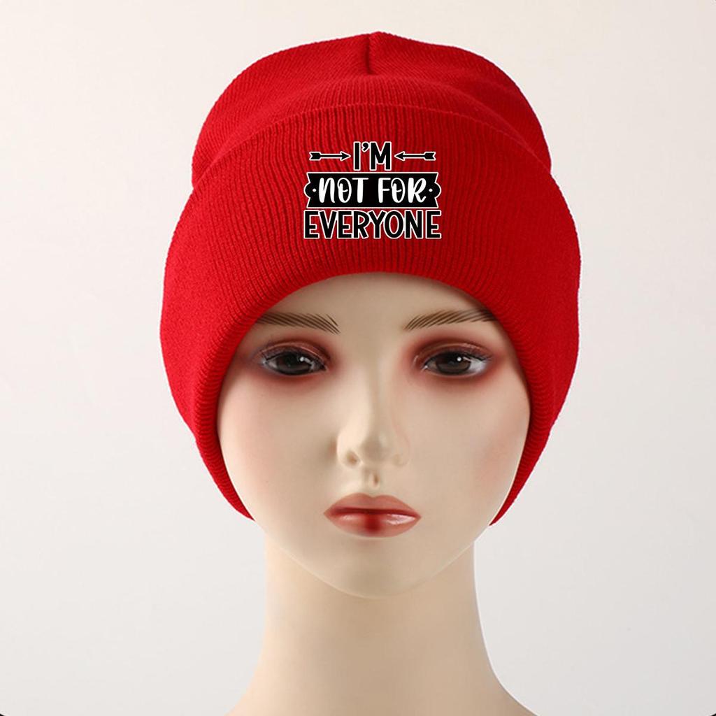 I'M NOT FOR EVERYONE\" Print Knit Cap Beanie, Text Man Cap Cancer Chemo Autumn Unisex Pompom Beanies Knitted Hat Beanie