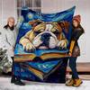 1pc Bookish Bulldog Outdoor Soft Polyester Flannel Throw Blanket Versatile for All Seasons , Soft , Cozy , Warm All Season Quilted Throw ,