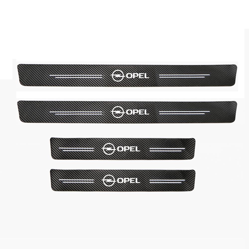 4pcs car stickers door UYKC65 sill strips pedals carbon fiber decorative strips For Opel Astra G H J F K Insignia Vectra C D Zafira