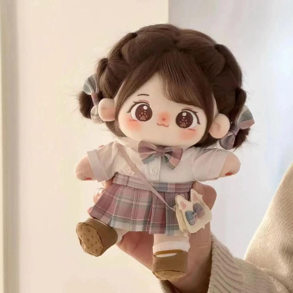 20cm Kawaii Bawełniane Lalki Anime Pluszowe Wypchane Dostosowywanie Figurka Miaomiao Naga Lalka Figurka Noszenie Ubrania Przebieranki Prezenty