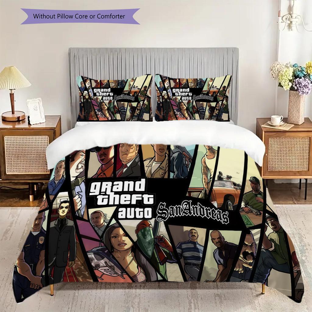 Grand Theft Auto San Andreas Dreiteiliges Set 1 Bettbezug 2 Kissenbezüge Ohne Füllung Bettwäscheset Bettbezug Und Kissenbezug