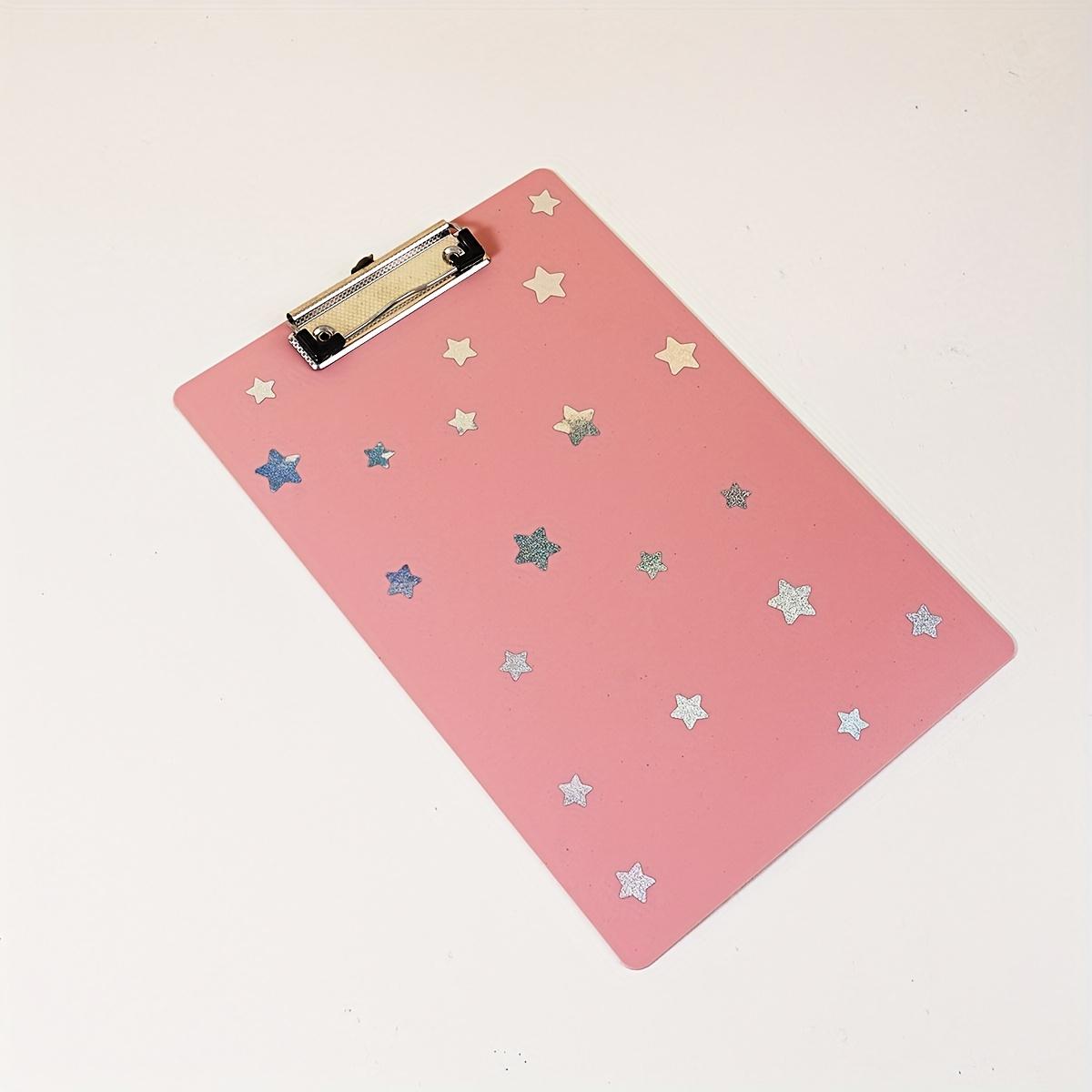 

A4 Glitter Star Writing Board with Hanging Clip, Ticket Holder, Straight Board Folder, Morandi Color Series, Suitable for office рожевий
