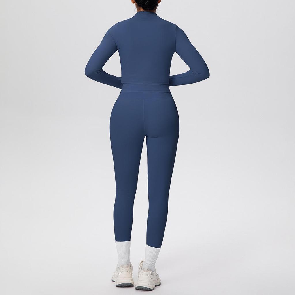 Cloud-like Quick-dry Zipper Jacket & High-waisted Yoga Suit - 3pc Outdoor Running Fitness Set