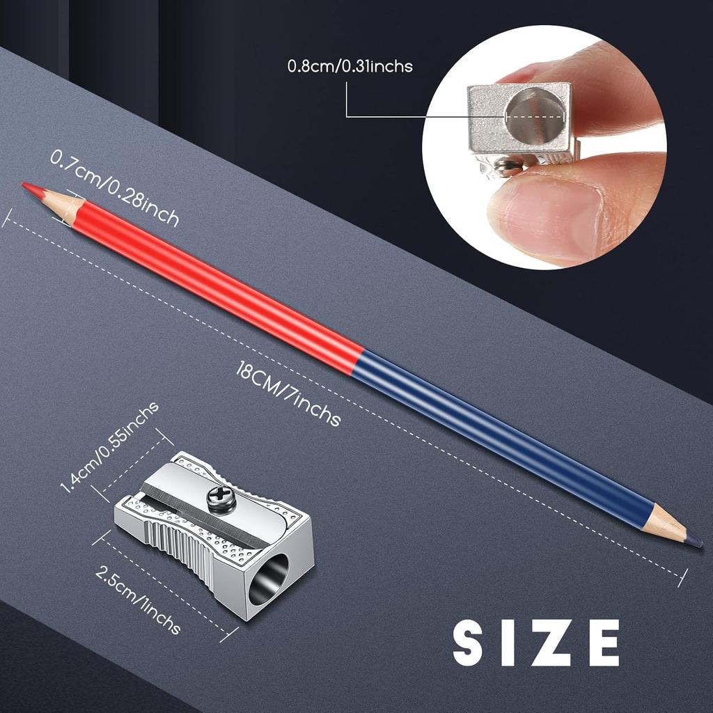 Containlol 36 Pieces Checking Pencils Red and Blue Erasable Pre Sharpened Pencils 2 HB Back to School Essentials with Sharpeners Checking Map Marking