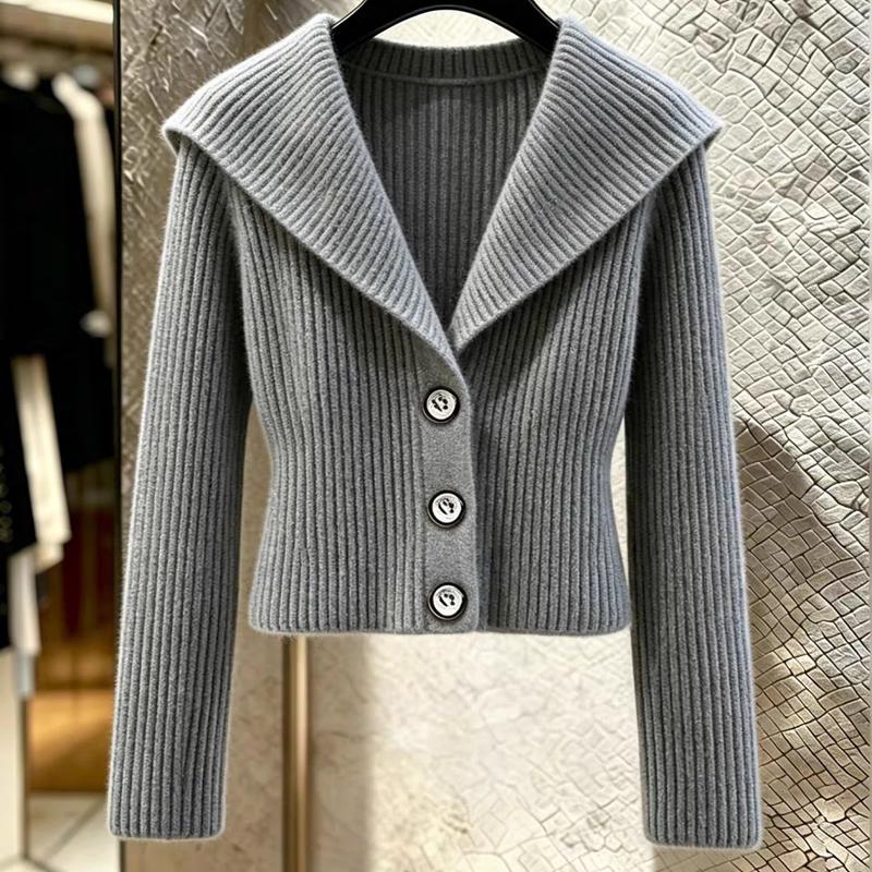 Korean Style Minimalist Ribbed Knit Cardigan