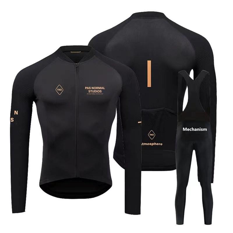 Mens Cycling Long Sleeve Jersey With Quick-Dry Milk Silk Fabric Dual-Arrow Gel Pad Mountain Road Bikes