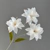 3 Köpfe Künstlicher Blumenast Realistischer Echter Berührungs-Lilium Brownii Blume Handgemachte Grüne Pflanzen Seidenblumenast
