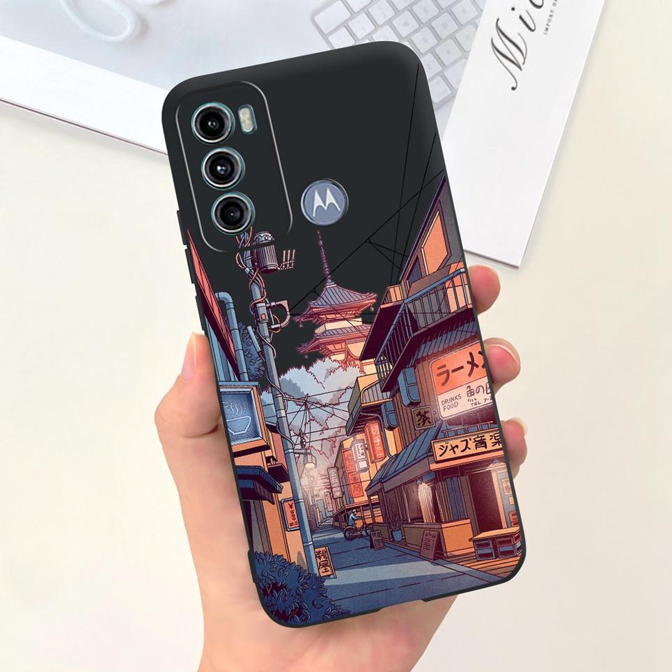 For Cover Motorola Moto G60 5G G50 5G 4G Back Shell Goth Black Night Stylish Cartoon Pattern Funda Case Motorola G50 G60 5G Soft